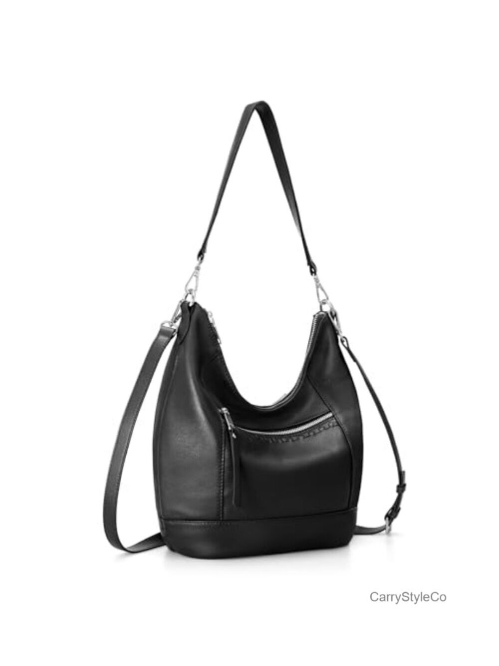 Genuine Leather Crossbody Hobo Purse for Women Lightweight with 2 Straps